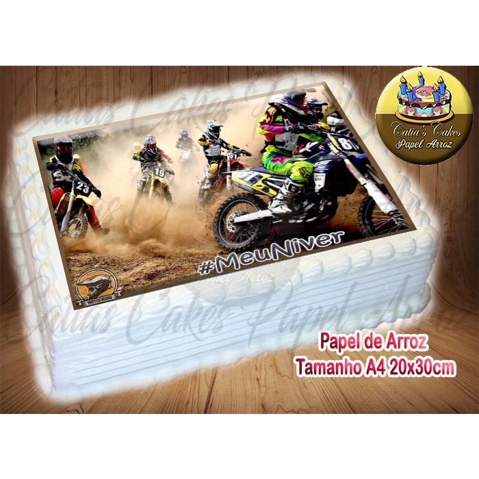 Motos Motocicletas e Bikes Papel De Arroz p/ Bolo Retangular A4 20x30cm  (Motocross) MOD.01