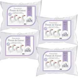 Kit 4 Travesseiros 100% Penas de Ganso 50x70cm - Daune Menor preço em Kit 4 Travesseiros 100% Penas de Ganso 50x70cm - Daune
