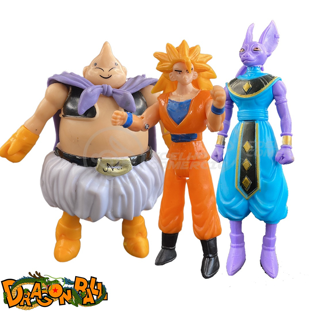 Kit Boneco Dragon Ball Z Action figure Goku, Bills, Majin boo