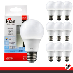 Kit 10 Lâmpadas Led 12w Bulbo E27 6500k Branco Frio Kian Menor preço em Kit 10 Lâmpadas Led 12w Bulbo E27 6500k Branco Frio Kian