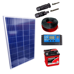 Kit Placa Solar 100w Controlador 30a Bateria 40ah Cabos - gerador fotovoltaico off grid - PWM30 - 0,10 kwp - 40AH - CB10 é boa?
