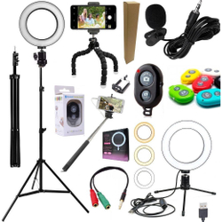 Kit Acessórios Youtuber Profissional Ring Light + Bluetooth Menor preço em Kit Acessórios Youtuber Profissional Ring Light + Bluetooth