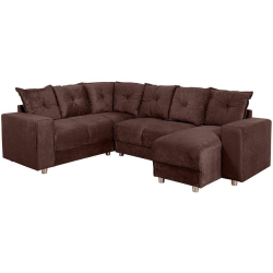 Sofá de Canto 5070 com Chaise 5 Lugares Suede e Almofadas Soltas Cor Marrom Menor preço em Sofá de Canto 5070 com Chaise 5 Lugares Suede e Almofadas Soltas Cor Marrom