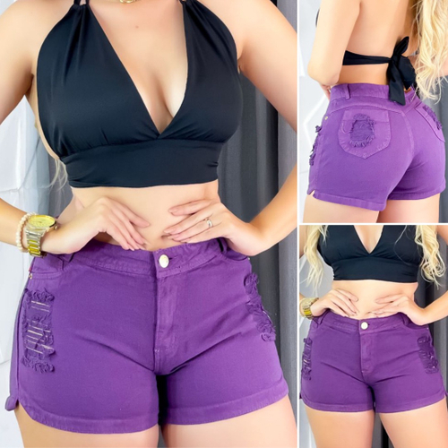 Short jeans hot sale roxo