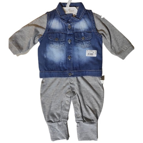 Macac o beb Macac o 2 pe as com colete jeans marca bela fase