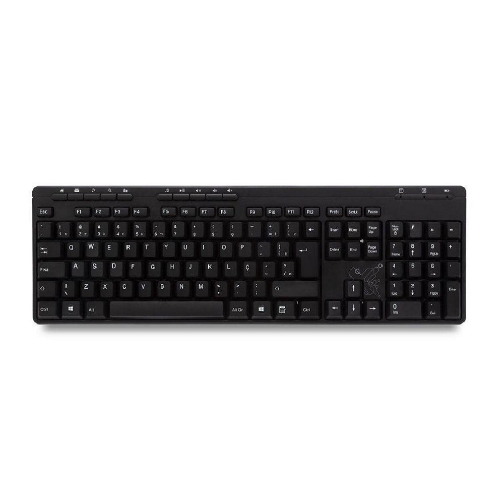 Teclado Maxprint Slim Office Multimídia Usb Abnt2 Preto Submarino 1117