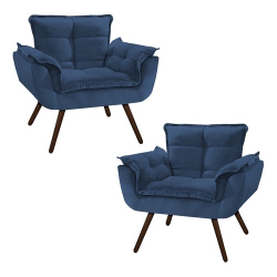 Kit 02 Poltronas Opalas Decorativas para Sala e Quarto Pés Palito Suede Escolha Sua Cor - W&D Decor Menor preço em Kit 02 Poltronas Opalas Decorativas para Sala e Quarto Pés Palito Suede Escolha Sua Cor - W&D Decor