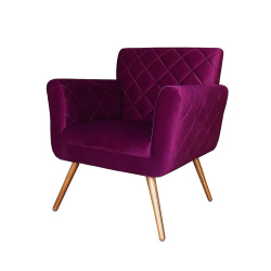 Menor preço em Poltrona Decorativa Bordada Atenas para Sala e Quarto Pés Palito Suede Vinho - W&D Decor