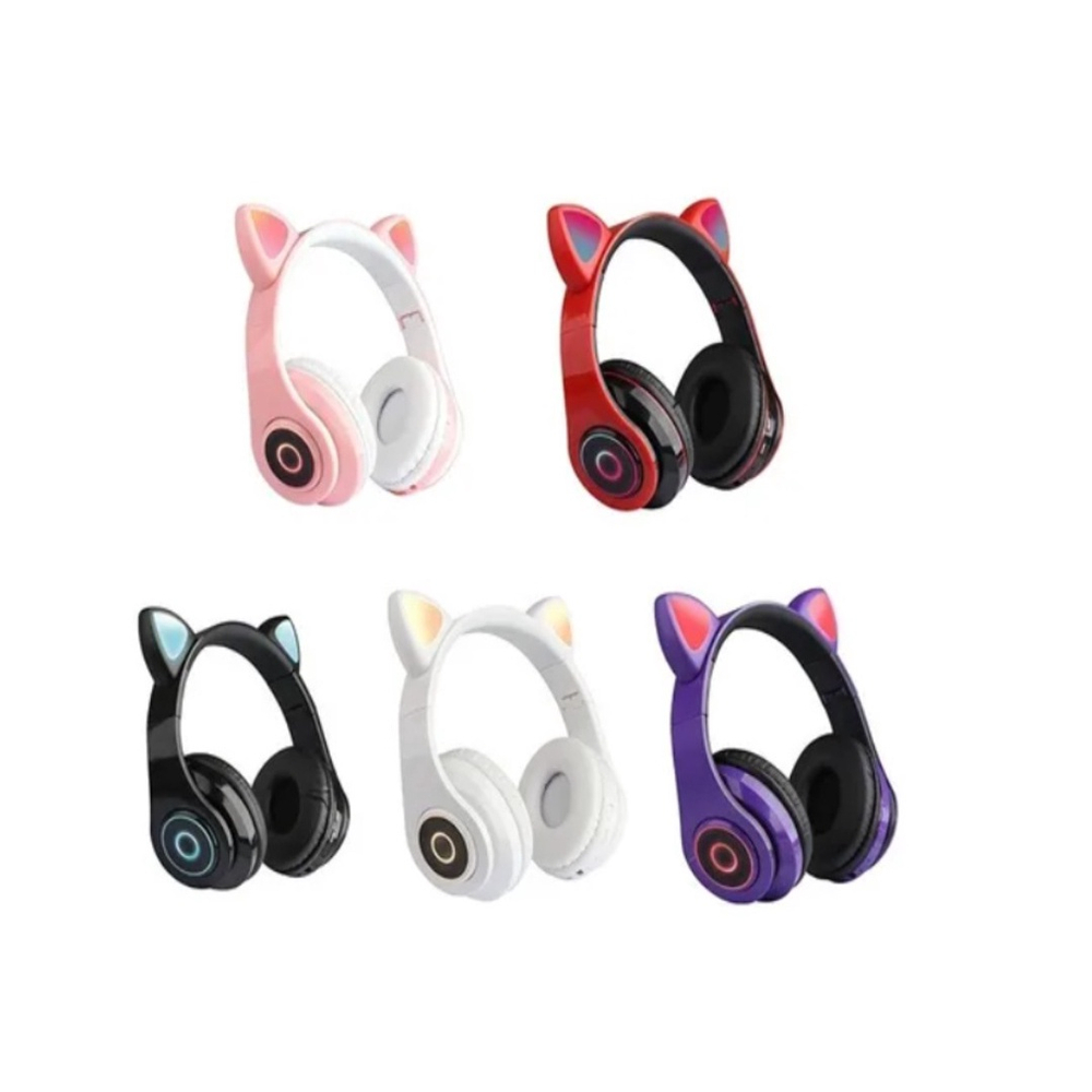 Fone De Ouvido Orelha De Gato Headphone Ear Cat Led Bluetooth Colorido  Lt9003 Luuk Young - LUUK YOUNG Comércio Eletrônico