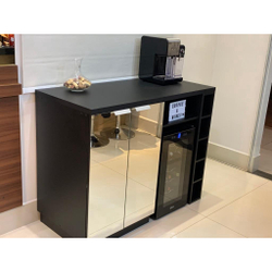 Bar bancada com nicho garrafas em mdf frontal com espelho para adega Oster 18garrafas Menor preço em Bar bancada com nicho garrafas em mdf frontal com espelho para adega Oster 18garrafas