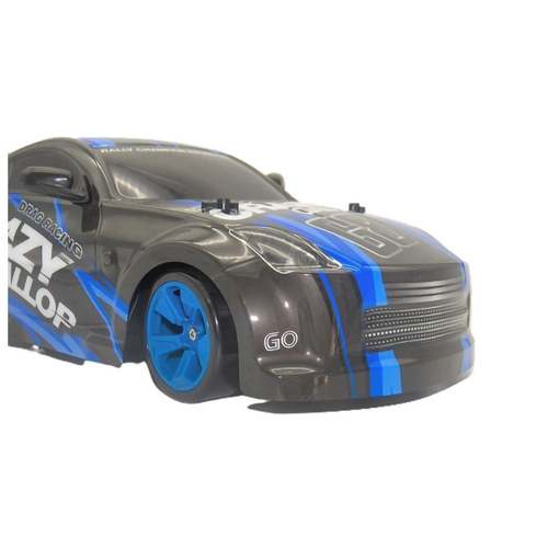 Carro Controle Remoto Drift Recarregável 4x4 1:14 Esportivo Preto/Azul