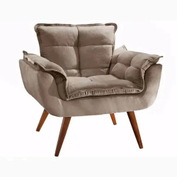 Poltrona Decorativa Cadeira Opala Sala, Quarto, Recepção, Consultório, Closet, Sala de estar, Área Gourmet, Área de lazer, Luxo, Suede Capuccino - Vieira Decor é boa?