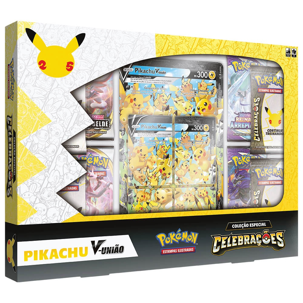 Carta Pokemon Pikachu Voador V e Pikachu Voador VMax Celebrações