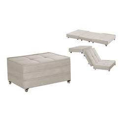 Puff Cama Solteiro Dobrável Com Rodízios Lindecor Marfim Menor preço em Puff Cama Solteiro Dobrável Com Rodízios Lindecor Marfim