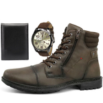 Bota Coturno Adventure SapatoFran Cano Médio Café Com Relogio E Carteira