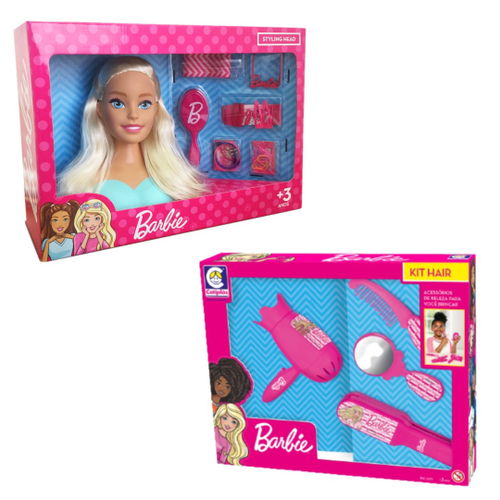 Kit De Bonecas Barbie Styling Hair Brincar De Cabeleireira