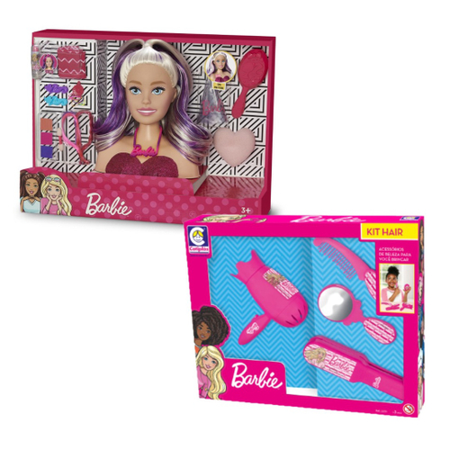 Kit Boneca Barbie Com Acessórios Salão De Beleza E Maquiagem