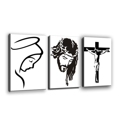 Kit Quadros Decorativo Sala Quarto Desenho Jesus E Maria Cruz Deus Religioso Em Promo O Na