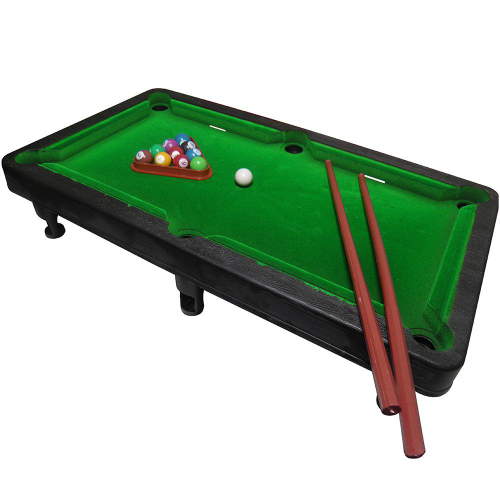 Mesinha de Jogo Sinuca 40CM Infantil Snooker Brilhar Com 02 Tacos