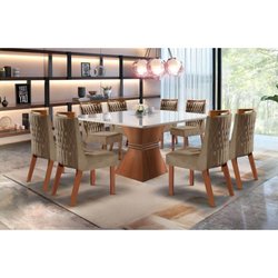 Conjunto Sala de jantar mesa Cronos castanho premio em mdf 8 Cadeira Atena pena caramelo 1,35x1,35 é boa?