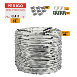 Menor preço em Cerca concertina dupla galvanizada eletrificada 45cm + kit de instalação caixa para 08 metros