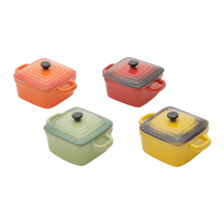 Conjunto de 4 panelinhas quadradas de Porcelana - colorida Menor preço em Conjunto de 4 panelinhas quadradas de Porcelana - colorida