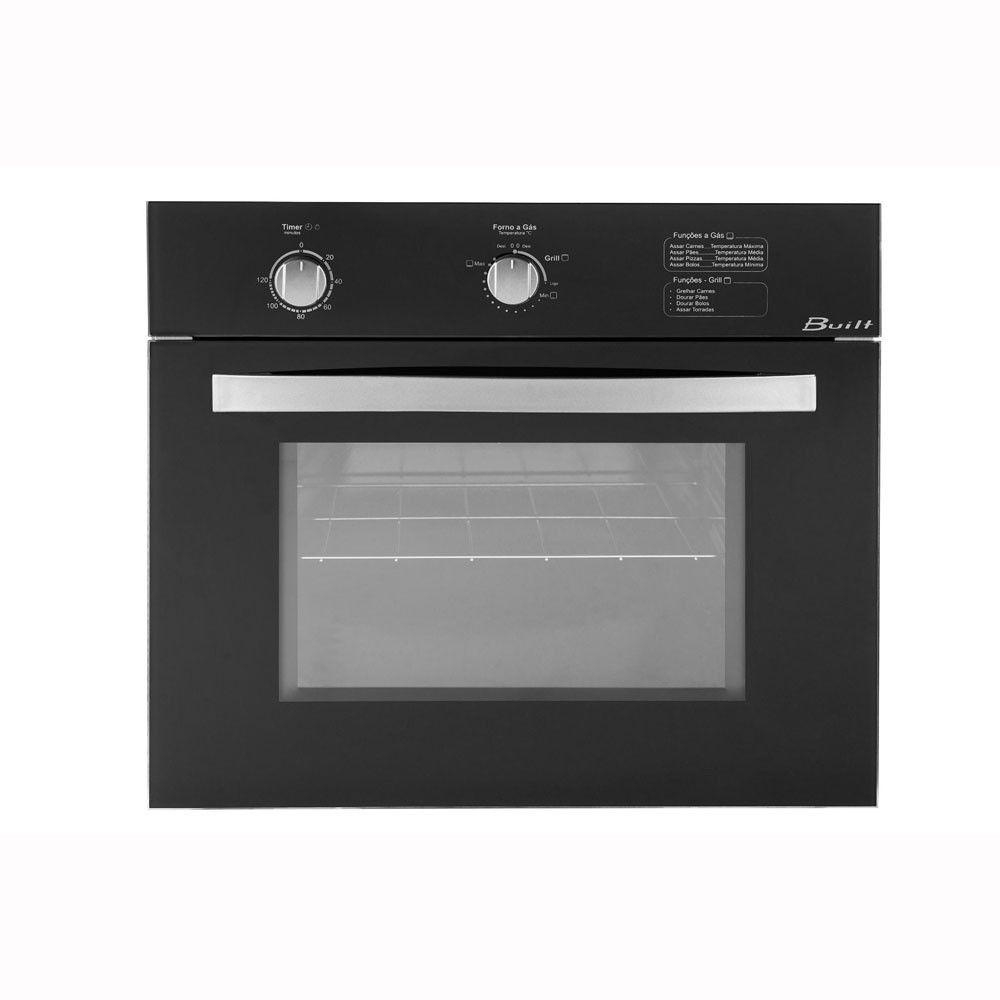 Forno à Gás de Embutir 46L Luxor Preto Built Preto 127V