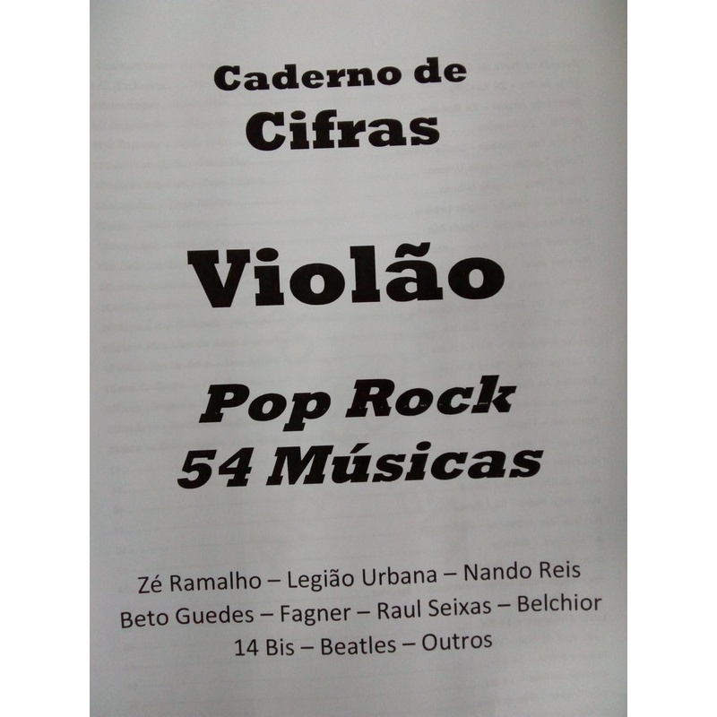 Caderno de Cifras Violão Pop Rock Vol 2 – 54 Músicas Impresso em