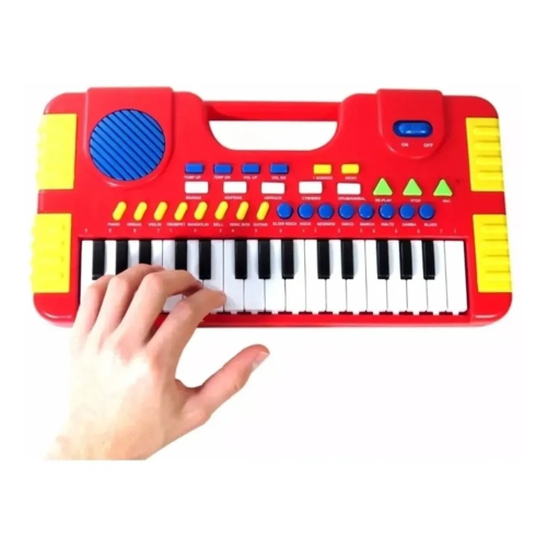 Teclado Piano Musical Infantil Eletrônico 37 Teclas com Microfone (Vermelho)