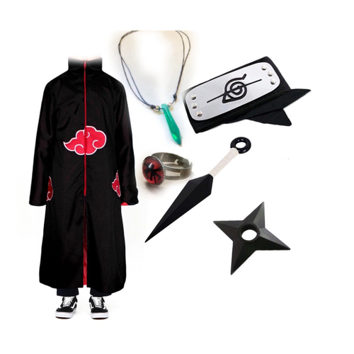 Combo Manto Akatsuki Nuvem Vermelha Naruto Shippuden Com Bandana Da Folha  Cosplay Ninja no Shoptime