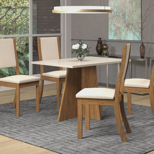 Conjunto Mesa de Jantar Preto Dubai 1,35m mdf com 4 Cadeiras Castanho /  Cacau em Promoção na Americanas