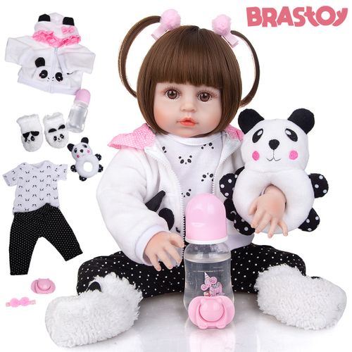 Bebê Reborn Recém-Nascido 3D-49 Cm Olhos Abertos no Shoptime