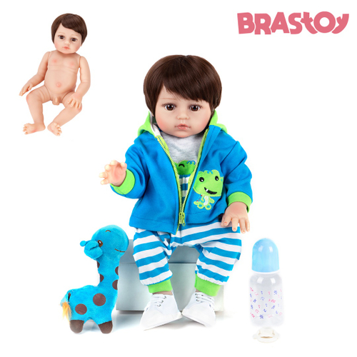 Brastoy Boneca Reborn Bebê 100% Silicone Panda Olho Castanho 48cm IG-510