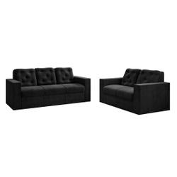Conjunto de Sofás de 3 e 2 Lugares Grecia Preto é boa?