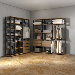 Guarda-Roupa Casal Closet Aberto 175/210x220 Cm Estilo Industrial Bacco 6 Peças mdp Carvalho menu Menor preço em Guarda-Roupa Casal Closet Aberto 175/210x220 Cm Estilo Industrial Bacco 6 Peças mdp Carvalho menu