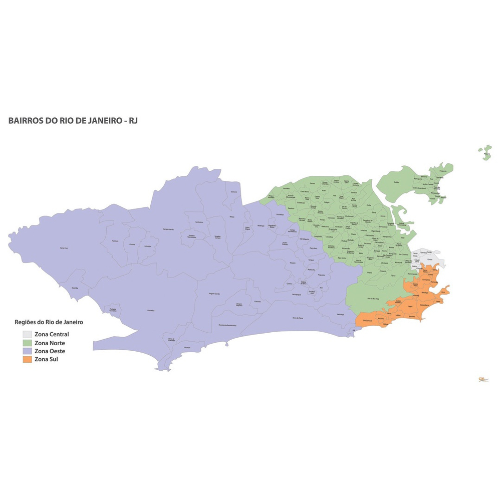 Mapa Cidade Do Rio De Janeiro Bairros Adesivo Em Promocao Ofertas Na Americanas