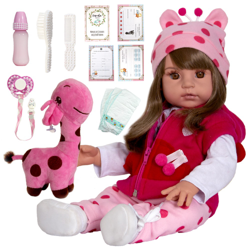 Bebe Reborn Boneca Real 100% Silicone Girafinha Pode Banho no Shoptime