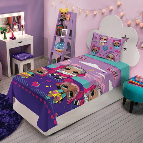 Jogo de Cama Infantil Menina Estampado Balão 3 Peças Tecido