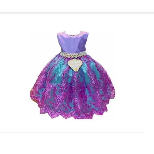 Vestido Infantil Festa Pequena Sereia Ariel Fantasia Luxo