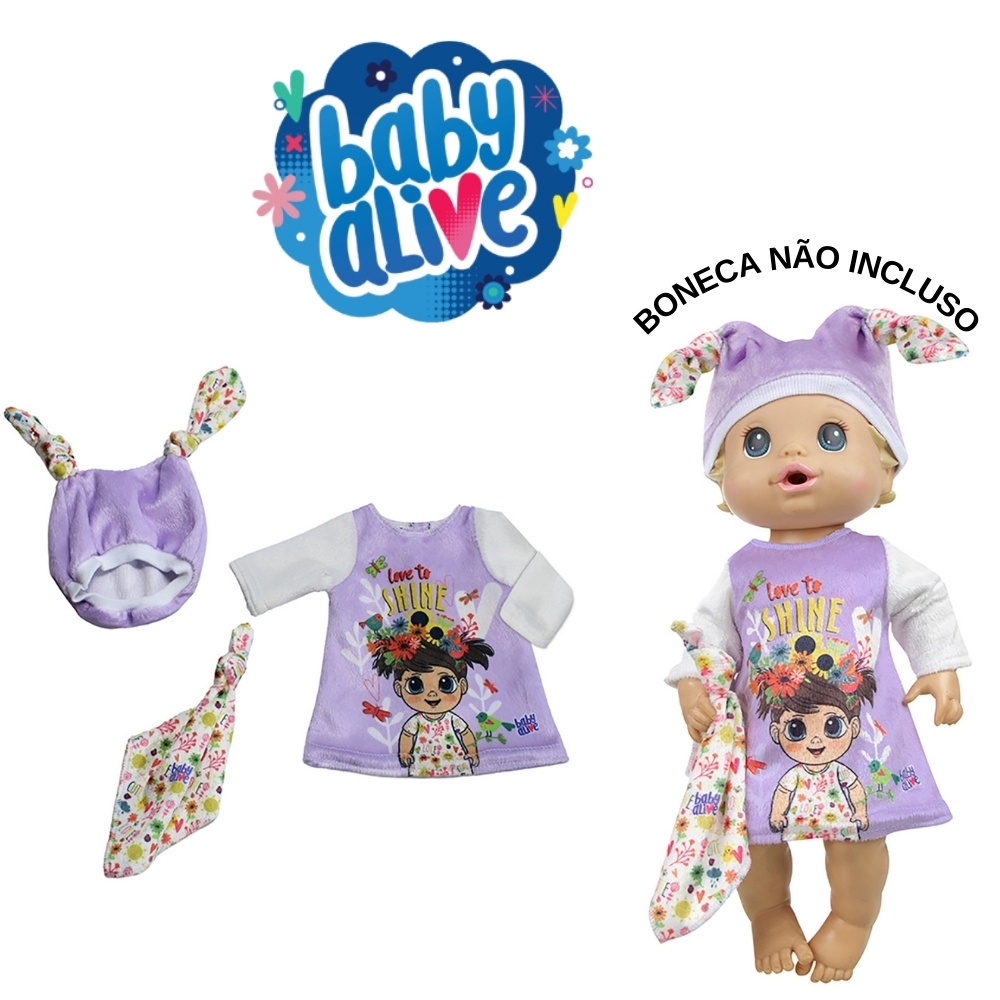 Roupa P/ Boneca Baby Alive Kit 7 Pçs Coleção Nova Neia Azedo