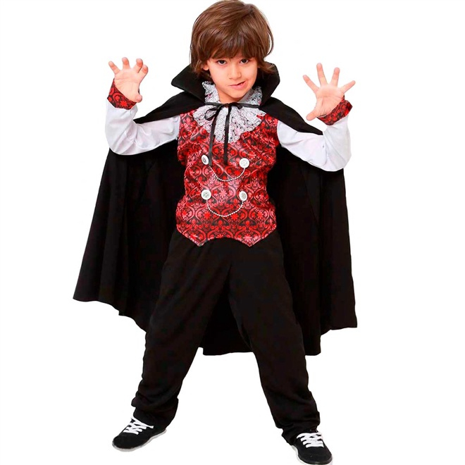 Fantasia Halloween Infantil Vampiro Completo Menino Conde Drácula com  Sangue e Dentadura Dia das Bruxas em Promoção na Americanas