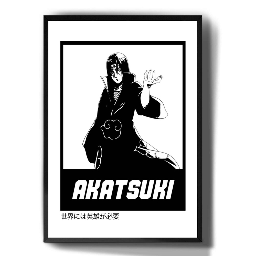 Quadro decorativo emoldurado Itachi Akatsuki Anime Naruto Mangá