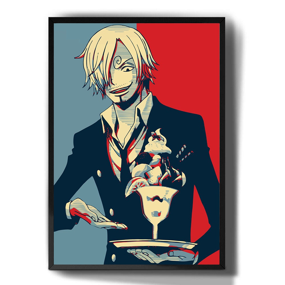 Quadro decorativo Sanji One Piece Desenho Anime Arte para sala quarto