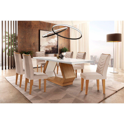 Mesa De Jantar 6 Cadeiras Retangular Alvorada Londrina Linho Menor preço em Mesa De Jantar 6 Cadeiras Retangular Alvorada Londrina Linho
