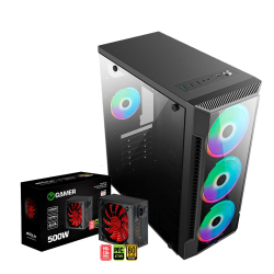 Gabinete C3147 Gamer + Fonte 500w 80 Plus - Brazilpc- c/ Lateral de Vidro Menor preço em Gabinete C3147 Gamer + Fonte 500w 80 Plus - Brazilpc- c/ Lateral de Vidro