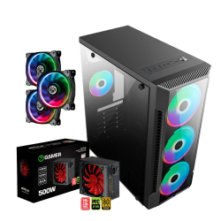 Kit Gabinete C3147 Gamer + Fonte 500w 80 Plus e Coller Gamer - Brazilpc- c/ Lateral de Vidro Menor preço em Kit Gabinete C3147 Gamer + Fonte 500w 80 Plus e Coller Gamer - Brazilpc- c/ Lateral de Vidro