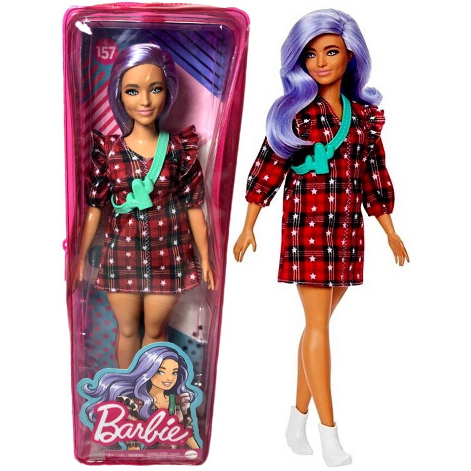 Boneca Barbie Fashionistas - Vestido Xadrez Vermelho Grb49 - MP