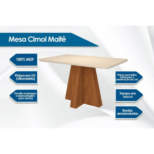 Mesa Cimol Maitê Tampo mdf 130cm Nature/Off White em Promoção | Ofertas ...