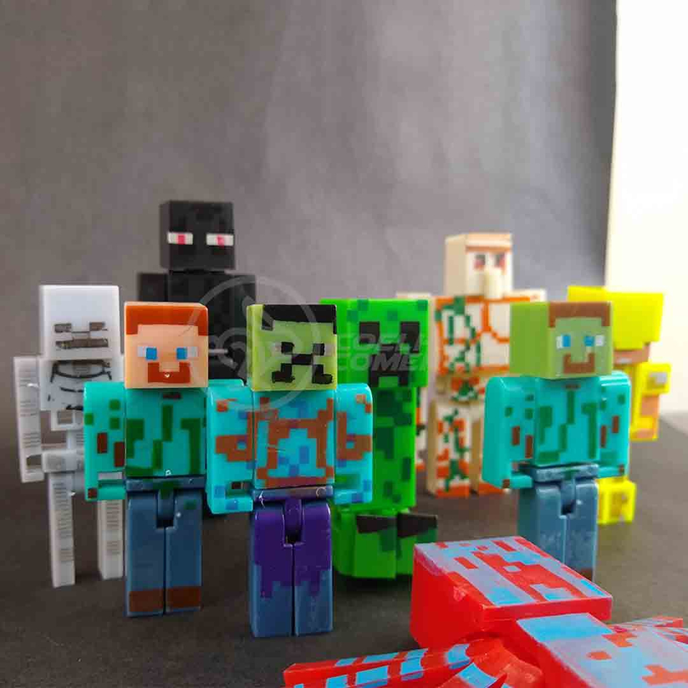 Kit Cartelado Minecraft 3 Bonecos Dragão + Creeper + Aranha - Casa