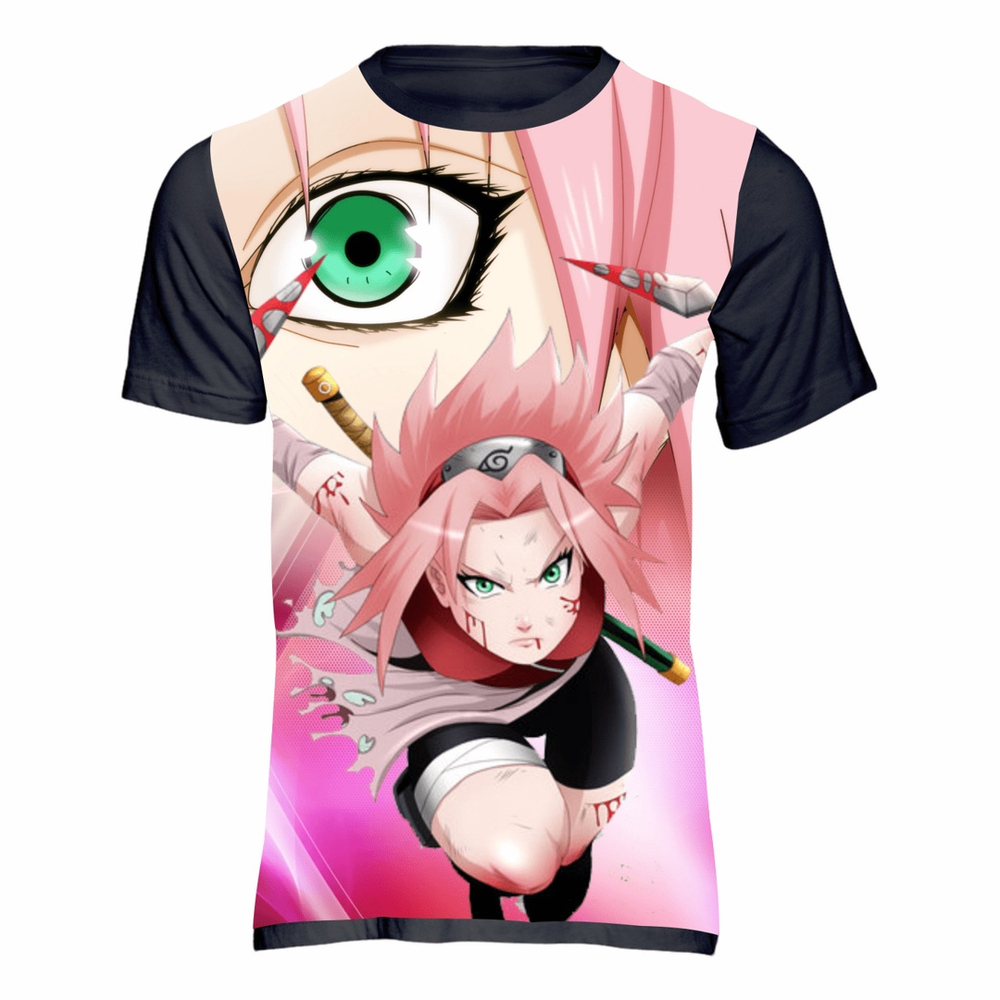 Camiseta Manga Longa Sakura Haruno - Ataque - Camisa Naruto Infantil e  Adulto (10 Anos)